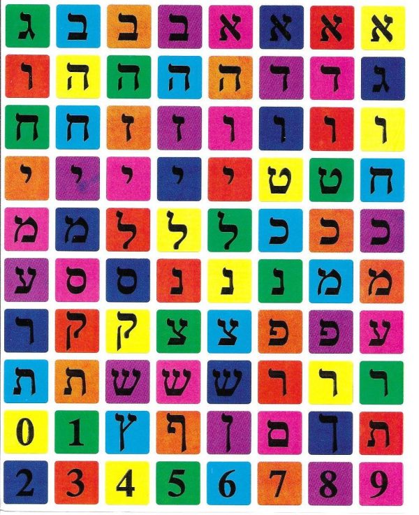 מדבקות אותיות צבעוניות מרובעות