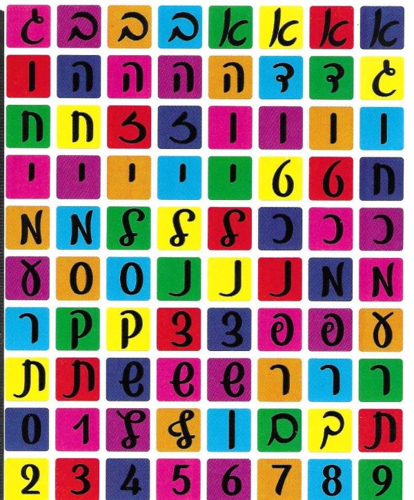 מדבקות אותיות כתב מרובעות